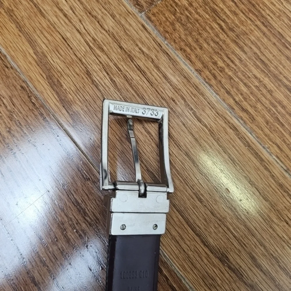 Reversible Burgundy To Black Silver‎ Buckle Italian Leather Made in Italy Belt